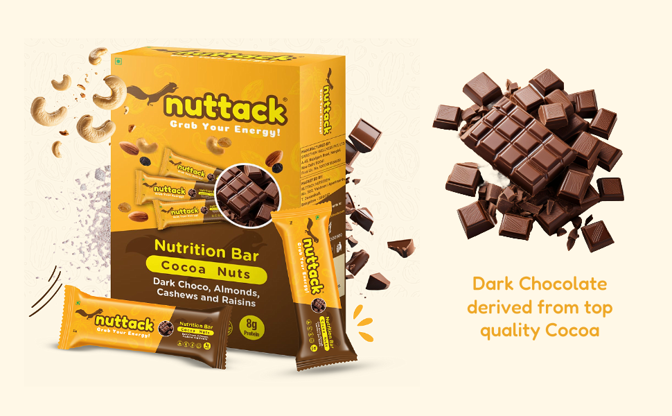 Dark Chocolate with Nuts-Nutrition Bars with 8g Protein (Pack of 4)
