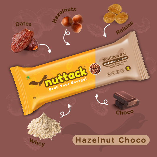 Hazelnut Choco-Nutrition Bars with 9g Protein (Pack of 4)