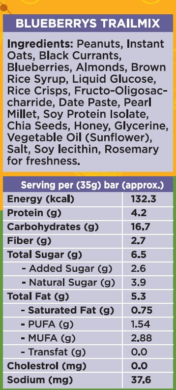 Blueberry Trailmix-Energy Bars (Pack of 6)