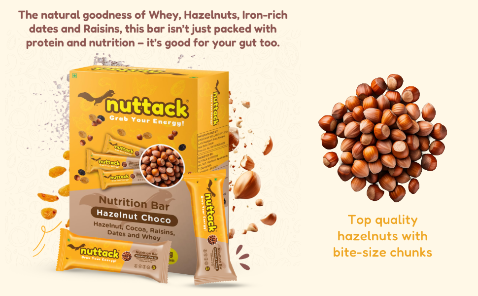 Hazelnut Choco-Nutrition Bars with 9g Protein (Pack of 4)