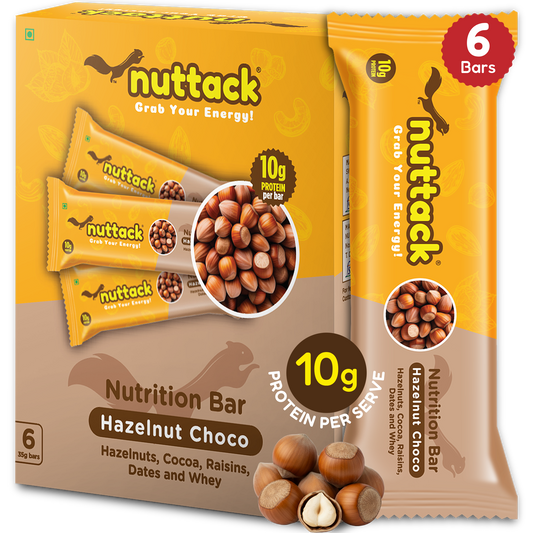 Hazelnut Choco-Nutrition Bars with 10g Protein (Pack of 6)