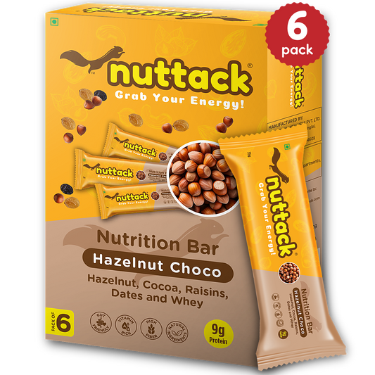 Hazelnut Choco-Nutrition Bars with 9g Protein (Pack of 6)
