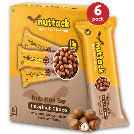 Hazelnut Choco-Nutrition Bars with 10g Protein (Pack of 6)