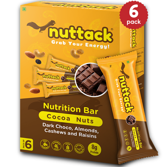 Dark Chocolate with Nuts-Nutrition Bars with 8g Protein (Pack of 6)