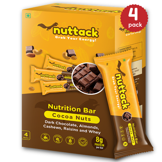 Dark Chocolate with Nuts-Nutrition Bars with 8g Protein (Pack of 4)