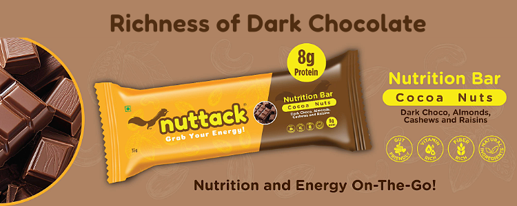 Dark Chocolate with Nuts-Protein Bars with 8g Protein (Pack of 6)