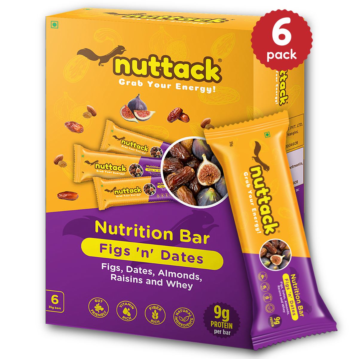 Figs n Dates-Nutrition Bars with 9g Protein (Pack of 6)