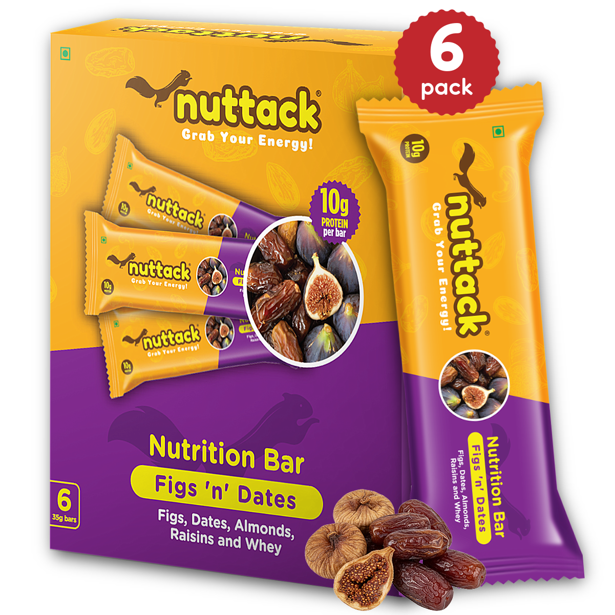 Figs 'n' Dates-Nutrition Bars with 10g Protein (Pack of 6)