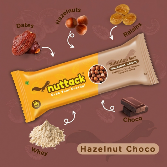Hazelnut Choco-Nutrition Bars with 10g Protein (Pack of 6)