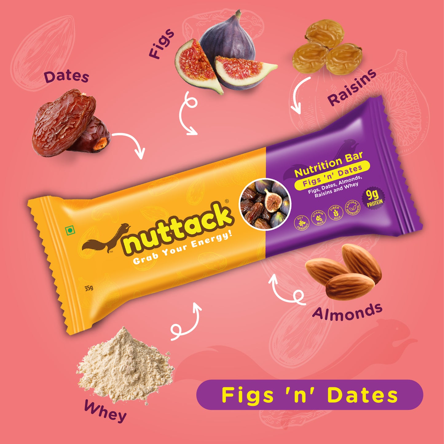 Figs n Dates-Nutrition Bars with 9g Protein (Pack of 4)