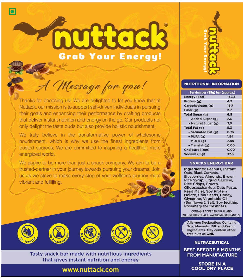 Blueberry Trailmix-Energy Bars (Pack of 6)