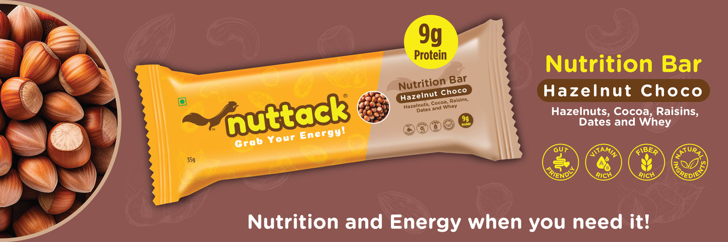 Hazelnut Choco-Protein Bars with 9g Protein (Pack of 6)