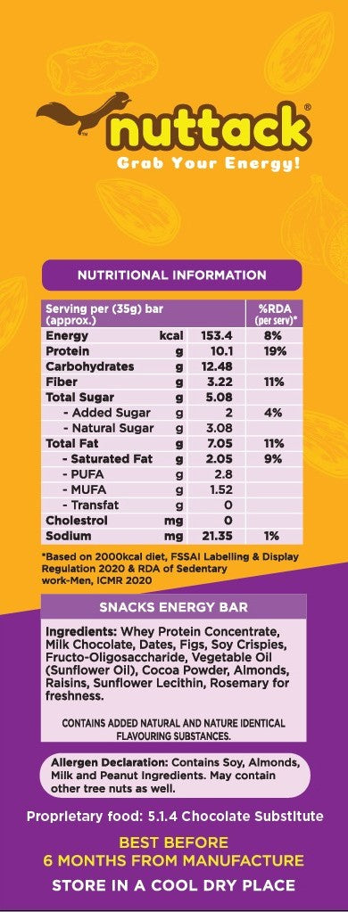 Figs 'n' Dates-Nutrition Bars with 10g Protein (Pack of 6)